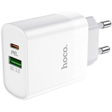Incarcator C80A, USB/USB-C, Quick Charge 3.0, Power Delivery 20W, Alb