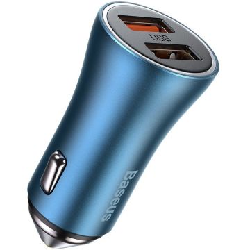 Incarcator Auto Golden 2x USB Quick Charge 3.0 Power Delivery 40W Albastru