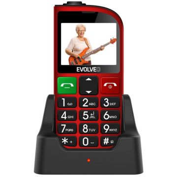 Evolveo Telefon mobil EVOLVEO EasyPhone EP800 pentru seniori - Taste Mari, Ecran Color, Camera Foto, 3 Butoane Dedicate, Buton Functie SOS, Radio FM, Bluetooth, Card microSDHC, Lanterna, Stand incarcare, Rosu