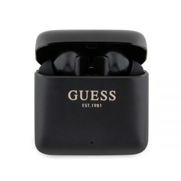 Căști Bluetooth profesionale Guess TWS + stație de încărcare, logo negru imprimat