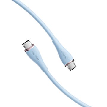 Cablu de ventilație USB-c 2.0 la USB-c Tawsg 1,5m, Pd 100w, silicon albastru