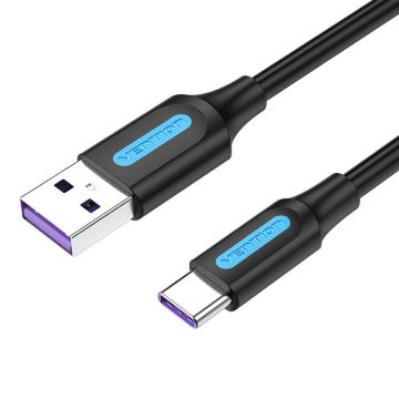 Cablu USB 2.0 A la USB-C Ventiune Corbh 5a 2m Negru Tip PVC