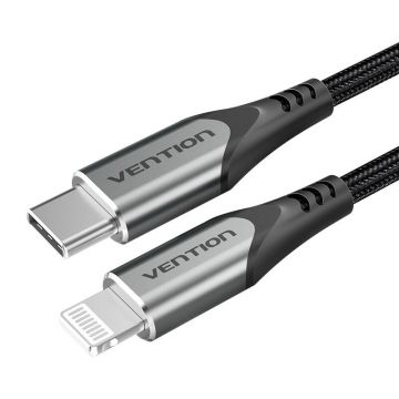 Cablu USB-c 2.0 la Lightning Vention Tachh 2m Mfi Gri