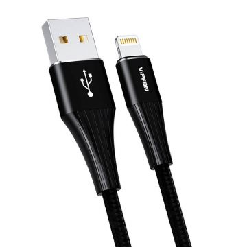 Cablu USB la Lightning Vipfan A01, 3a, 1.2m, împletit (negru).