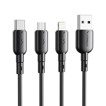Cablu USB la Lightning Vipfan Colorful X11, 3a, 1m (negru)