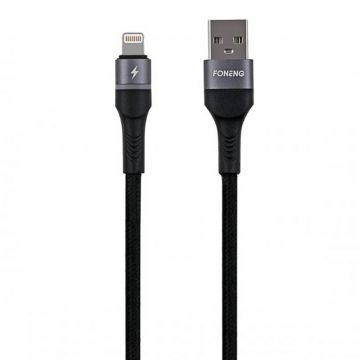 Cablu USB pentru Lightning Foneng X79, Led, Impletit, 3a, 1m (negru)