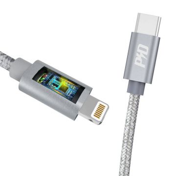 Cablu 1m USB-c la Lightning Pd 45w, (gri)