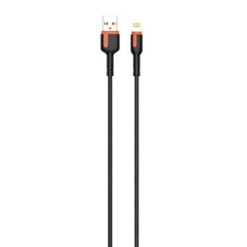 USB - Cablu Lightning 2m (negru-portocaliu).