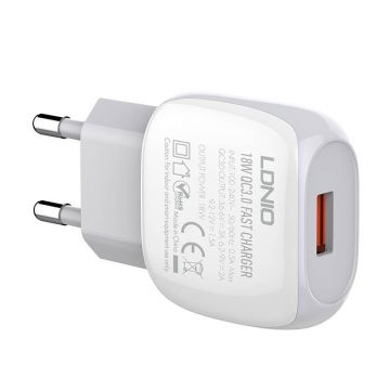 Wall Charger Ldnio A1307q 18w + Lightning Cable