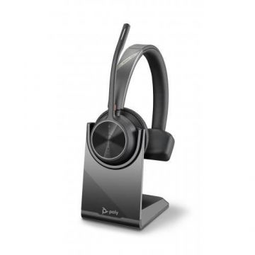 Casti Wireless Call Center Poly Voyager 218474-01, Stand incarcare, USB-C (Negru)