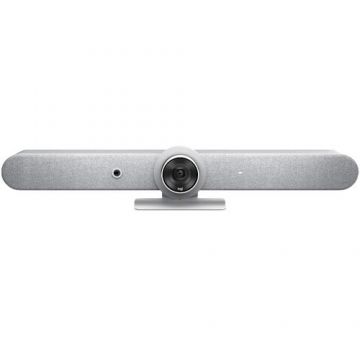 Sistem videoconferinta Logitech Rally Bar, Ultra-HD 4K, zoom optic 5x, microfoane beamforming, certificata Zoom & Microsoft Teams, White