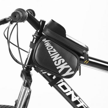 Geanta Wozinsky pentru bicicleta cu suport pentru telefon, Waterproof, WBB21BK, Negru