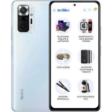 Resigilat - Telefon mobil Xiaomi Redmi Note 10 Pro, 4G, 128GB, 6GB RAM, Dual-SIM, Glacier Blue