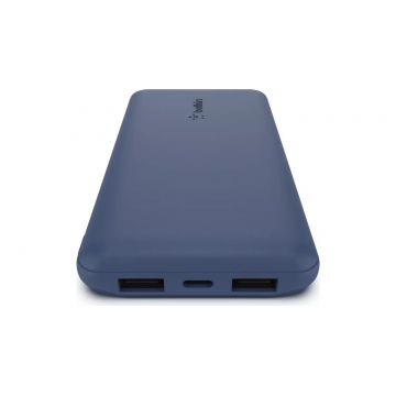 Baterie externa Belkin, 10000 mAh, Boost Charge, 50W, 3 porturi Type-C/2x USB, Cablu Type-C, Albastru