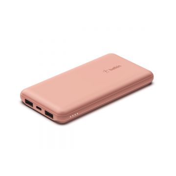 Baterie externa Belkin, 10000 mAh, Type-C/USB, 15W, Cablu 15 cm, Roz