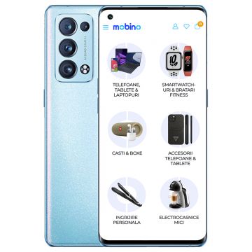 Resigilat - Telefon mobil Oppo Reno 6 Pro (Snapdragon), 5G, 12GB RAM, 256 GB, Dual-Sim, Artic Blue