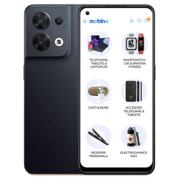 Resigilat - Telefon mobil Oppo Reno 8, 5G, 256 GB, 8GB RAM, Dual-Sim, Negru Shimmer