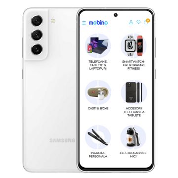 Resigilat - Telefon mobil Samsung Galaxy S21 FE, 5G, 128 GB, 6GB RAM, Dual-Sim, Alb