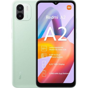 Resigilat - Telefon mobil Xiaomi Redmi A2, 4G, 32GB, 2GB RAM, Dual-SIM, Verde Light