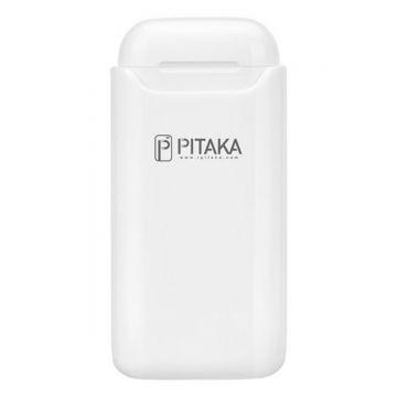 Suport AirPods si Baterie Externa 2 in 1, Pitaka, Air Pal, Fibra de aramida, AP1002, Alb