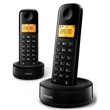 Telefon Fix fara fir Philips Wireless Landline D1602B, Duo, Negru