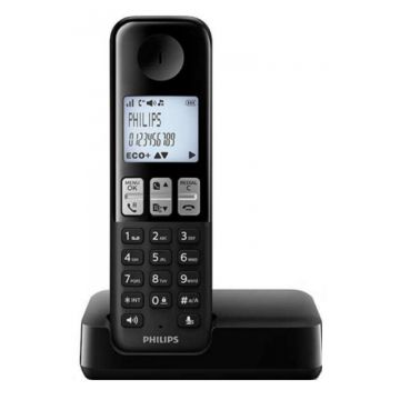 Telefon Fix fara fir Philips Wireless Landline D2501B, Negru