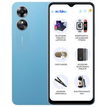 Telefon mobil Oppo A17, 4G, 64GB, 4GB RAM, Dual-SIM, Lake Blue
