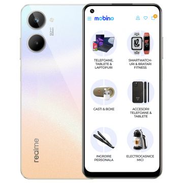 Telefon mobil Realme 10, 4G, 128GB, 8GB RAM, Dual-SIM, Alb Cash