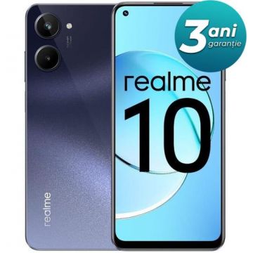 Telefon Mobil Realme 10, Procesor Mediatek MT8781 Helio G99 Octa Core, Super AMOLED Capacitive touchscreen 6.4inch, 8GB RAM, 128GB Flash, Camera Duala 50+2MP, Wi-Fi, 4G, Dual Sim, Android (Negru)