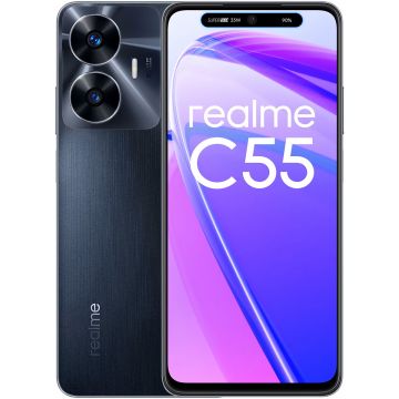 Telefon Mobil Realme C55, 256GB, 8GB RAM, Dual Sim, 4G, Negru Rainy Night