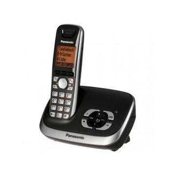 Telefon Panasonic DECT, KX-TG6521GB, robot telefonic, caller ID, Negru/Argintiu