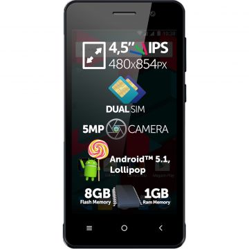 Telefon mobil Allview A6 Duo, 8GB, Dual SIM, Negru