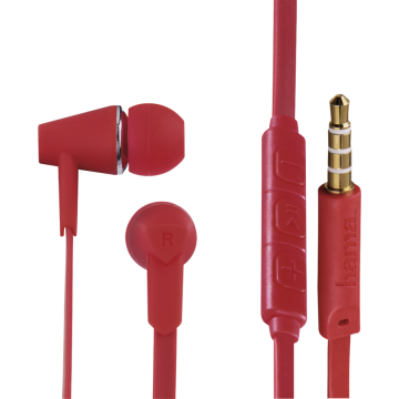 Casca de Telefon Joy In-ear Microphone Flat Ribbon Cable Rosu