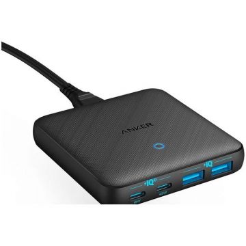 Incarcator De Retea Ultra Slim PowerPort 543 Atom 65W PowerDelivery 2x USB-C 2x USB-A PowerIQ 3.0 Fast Charge Negru