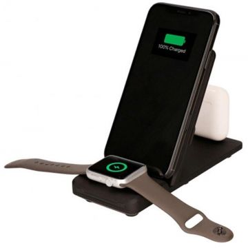 Incarcator Retea Wireless pentru Apple Watch si Telefon Negru