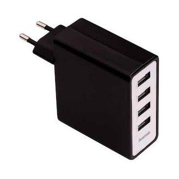 Încărcător USB 54182 cu patru racorduri Negru