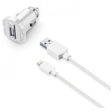 Set Incarcator Auto CBRUSBMFIIPH5W 5W + Cablu Date Lightning 1m Alb