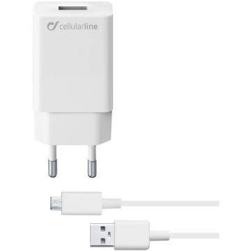 Set Incarcator Retea ACHSMKIT10WMUSBW QC 3.0 10W + Cablu Date Micro Usb 1m Alb