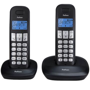 Telefon fara fir DECT Profoon PDX-1120, Agenda 20 de contacte, Caller ID, Redial, Negru