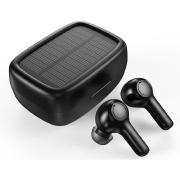 Casca de Telefon BH-T09 TWS cu panou solar, Negru Casca de Telefon BH-T09 TWS cu panou solar, Negru