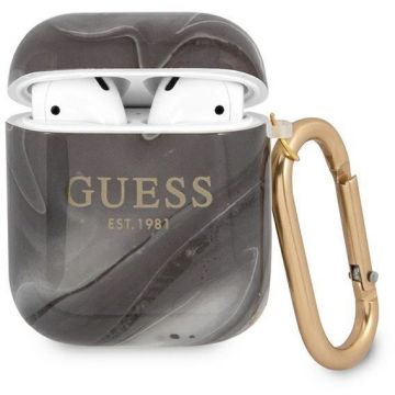 Casca de Telefon GUA2UNMK Marble compatibila cu Apple AirPods 1/2 Negru