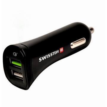 Incarcator Auto 2x USB QC 3.0 plus cablu microUSB 1.5m Negru