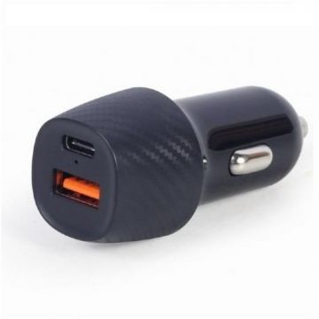 Incarcator Auto TA-U2QC3-CAR-02 2port USB Type-C PD 18W Negru