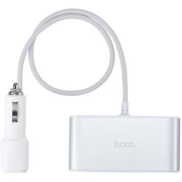 Incarcator Auto Z13 3x12V + 2xUSB2.1A Argintiu