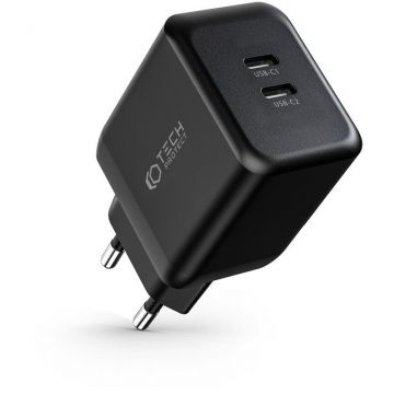 Incarcator C35W, 2x USB-C, Power Delivery 35W, Negru