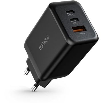 Incarcator C65W, USB si 2x USB-C, Power Delivery 65W, Quick Charge 3.0, Negru