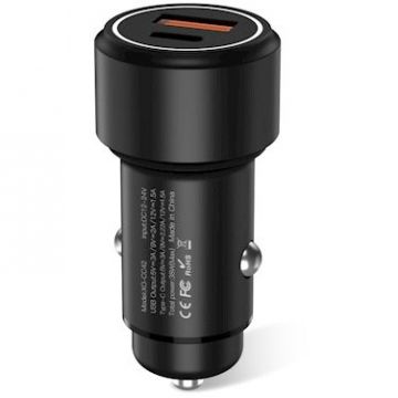 Incarcator CC42, USB/USB-C, Quick Charge 3.0, Power Delivery 20W, Negru