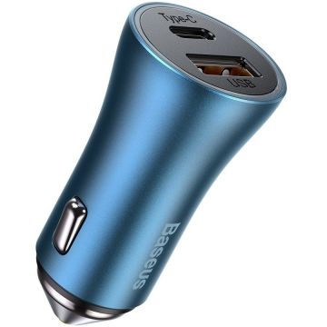Incarcator Golden, USB/USB-C, Quick Charge 3.0, Power Delivery 40W, Albastru