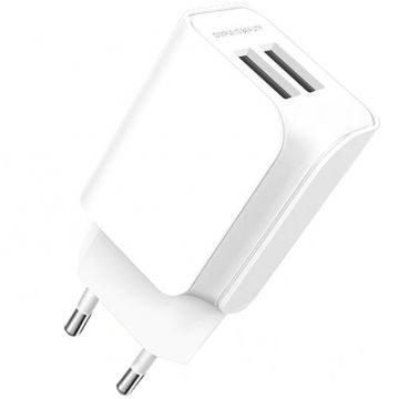 Incarcator L35D, Dual USB, 2.1A, 10W, Cablu Lightning inclus, Alb