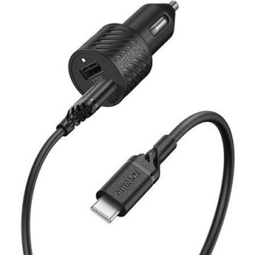 Incarcator Premium Dual USB, Cablu USB-C inclus, Putere 12W, Negru
